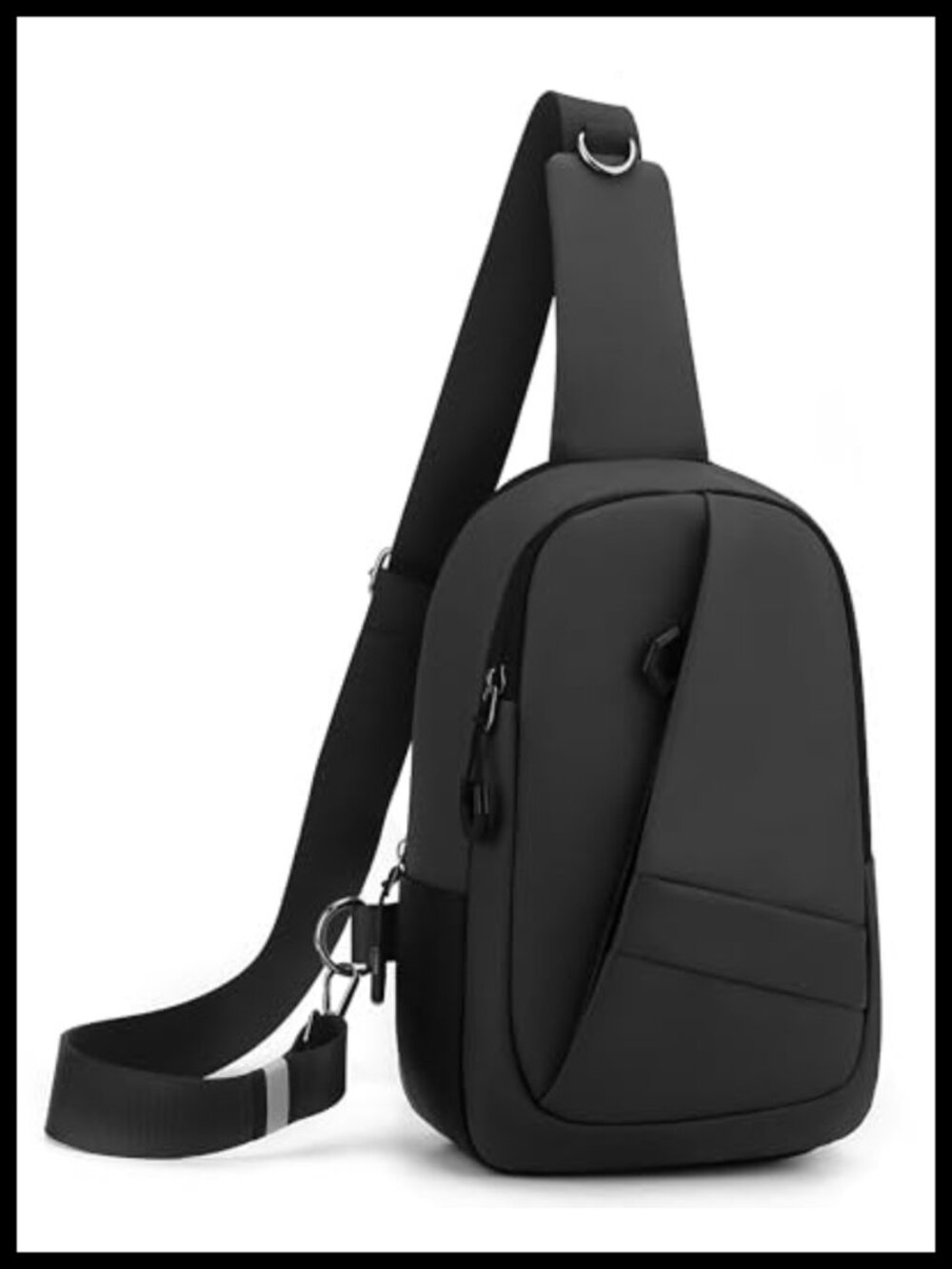 Water Resistant Crossbody Sling Bag with Reflective Stripe, Multi-pocket EDC